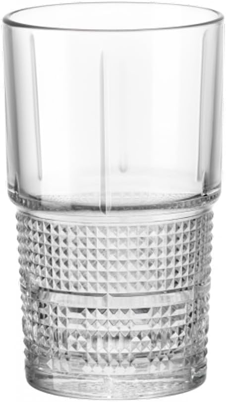 Bormioli Rocco Bartender Novecento Stackable 13.75 oz. Hi-Ball Drinking Glass for Mixed Cocktails, Clear, Set of 4...