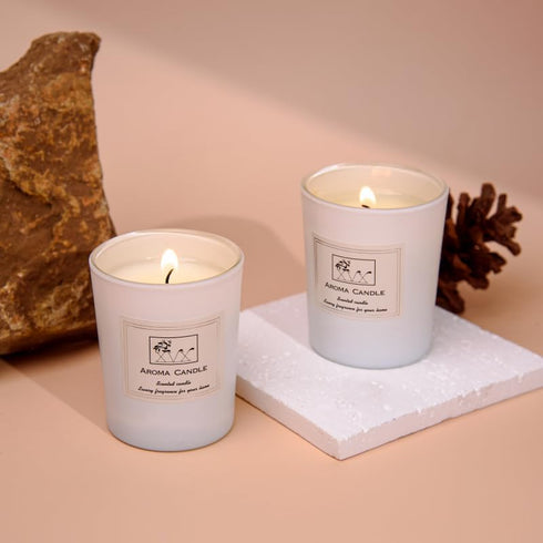 Aromatherapy Scented Candles for Home Fragrance, Deodorizer, Air Freshener - Amber & Smoke, White...