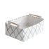 Decorative Collapsible Rectangular Fabric Storage Bin Organizer Basket with Wooden Handles for Clothes Storage,12.6x8.7x4.7 inch,White...