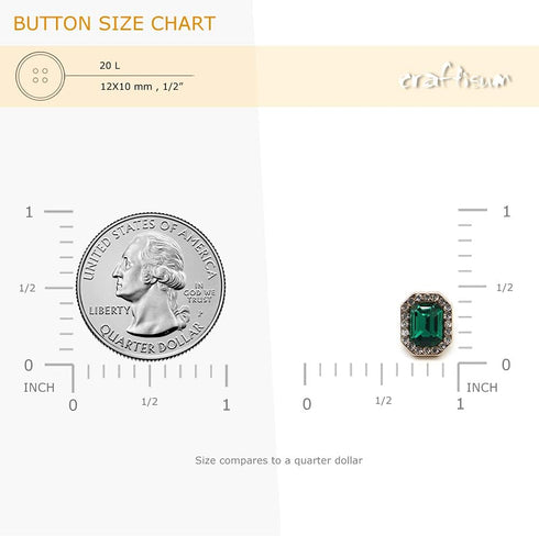 Emerald Cut Green Rhinestone Sewing Shank Buttons 20 Pcs - 12X10mm, 1/2"...
