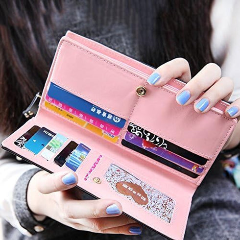 Mini Faux Leather Bifold Cute 3 Cat Zipper Clutch Wallet Handbag for Women Girls...
