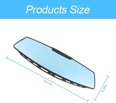 8sanlione Car Rearview Mirrors, Interior Clip-on Panoramic Rear View Mirror for Car, Wide Viewing Range, 12 inch HD Universal Use for Cars, SUVs, ...