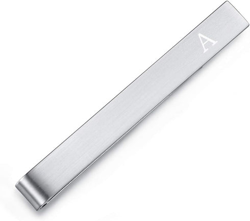 HONEY BEAR Mens Initial Alphabet Letter Tie Clip Bar - Normal Size Stainless Steel For Business Wedding Gift,5.4cm,Brushed Silver A - Z, 54 millim...