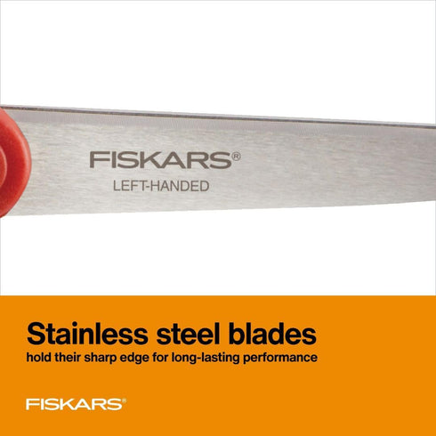 Fiskars All-Purpose Left-Handed Scissors - Ergonomically Contoured - 8" Stainless Steel - Paper and Fabric Scissors for Office, Arts, and Crafts -...