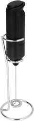 Mini Handheld Drink Mixer, Portable Stainless Steel Electric Milk Frother with Metal Base for Kitchens (Black and Bracket)...