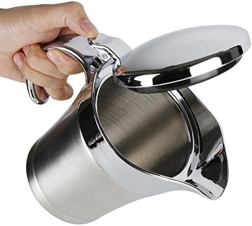 Double Insulated Gravy Boat - Stainless Steel Sauce Jug with Hinged Lid Hinged Lid Ideal for Gravy or Cream at Thanksgiving (750ML/26 OZ)...