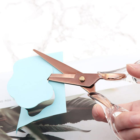 NatSumeBasics Rose Gold Scissors Clear Office Scissors All Purpose Scissor Professional Fabric Dressmaker Shears for Cutting Paper Cloth Leather C...