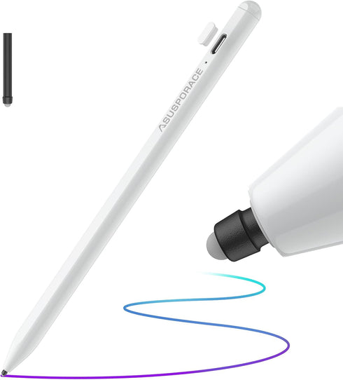 Tough Silicone Ball Nib Stylus for iPad, Soft Silent Paper Like Writing, Non-Slip Stylus Tips Active iPad Pencil, Palm Rejection Stylus for iPad P...