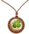 St.Patrick Day Dried Leaves Lucky 4-Leaf Clover Necklace Glass Locket Geometry Pendant Necklace Waterproof Wax Rope Glow in the dark illumination ...