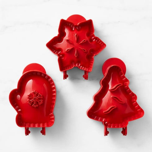 Mini Pie Maker for Christmas Party Baking Supplies, Snowflake, Mitt and Christmas Tree Shapes 3-Piece, Dough Presser Pocket Pie Mold Set, Hand Pie...
