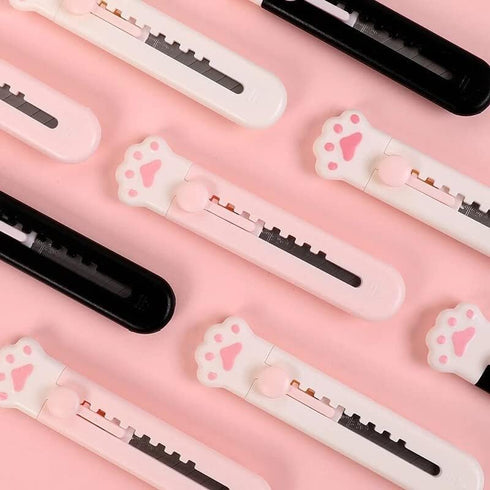 Pink Cute Girly Cat Paw Alloy Mini Portalble Utility Cutter Letter Envelope Razors and Blades Opener Mail School Office Supplies Shave and Hair Re...