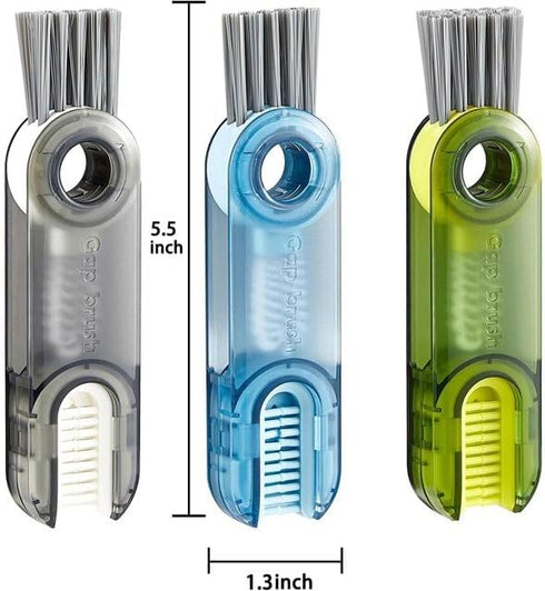3Pcs Multicolor 3 in 1 U-Shaped Bottle Cleaning Brush Set,Multifunctional Cup Cleaning Brush for Home Kitchen Tiny Silicone Bottle Brush Tools for...