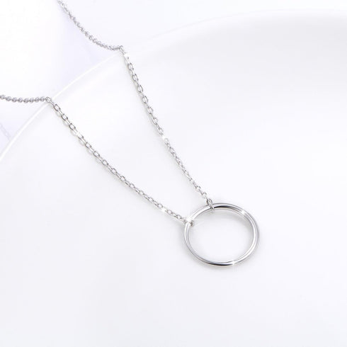 Ladytree S925 Sterling Silver Circle Necklace for Women Dainty Simple Open Circle Pendant Day Collar Style with Rolo Chain 18+2 Inch Trendy Silver...