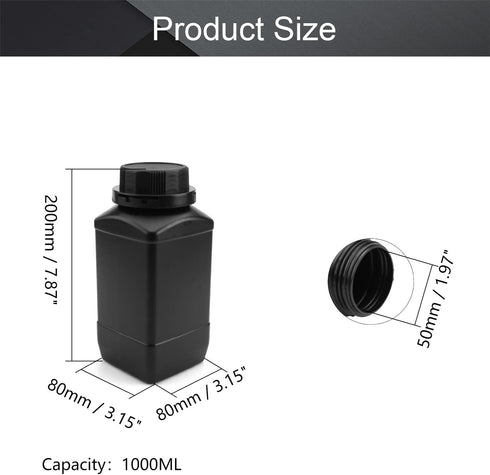 Othmro 5pcs Plastic Lab Chemical Reagent Bottles, 1000ml/33.81oz Wide Mouth Liquid/Solid Square Sample Storage Container Sealing Bottles with Anti...