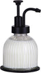 8 Oz Soap Dispenser for Kitchen and Bathroom Countertop, Refillable Wash Hand Liquid, Dish Detergent, Farmhouse Style Vertical Stripes Shape Shamp...