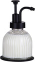 8 Oz Soap Dispenser for Kitchen and Bathroom Countertop, Refillable Wash Hand Liquid, Dish Detergent, Farmhouse Style Vertical Stripes Shape Shamp...