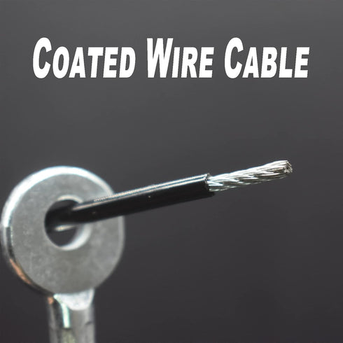 10 pcs 10 inch (25cm) 3mm Thickness Galvanized Steel Wire Cable Eyelets Ended Short Rope Lanyard Safety Tether Chain Lock with Vinyl Coated Cover ...