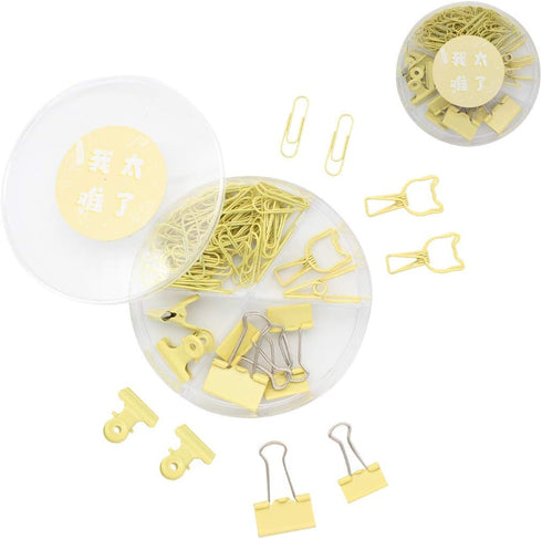 Assorted Binder Clips (84PCS) - Binder Clips Paper Clips Bulldog Clips Sets with Box for for Office School Home Desk Supplies - Yellow...