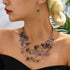 Pingyongchang Bohemian 3- Layer Illusion Thread Long Necklace Earrings set with Ladies Crystal beads...