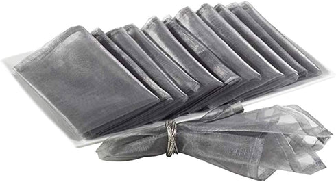 Fennco Styles Sorbet Collection Elegant Sheer Organza 20 x 20 Inch Cloth Napkins, Set of 12 - Silver Diner Napkins for Wedding, Banquets, Special ...
