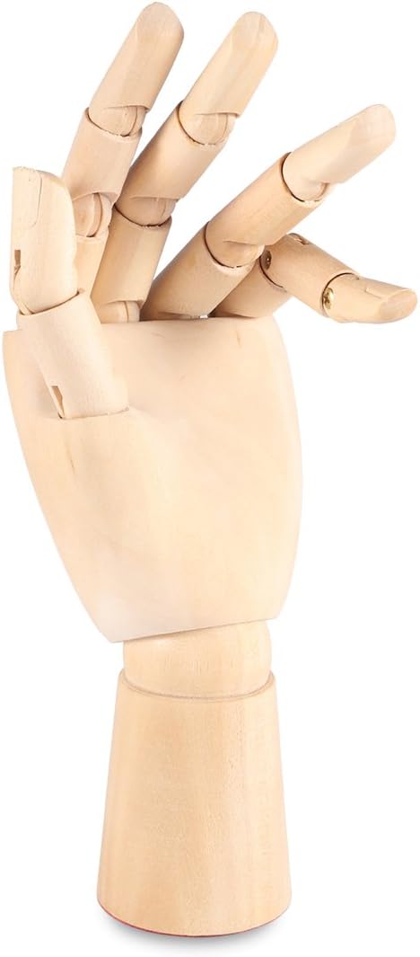 7" Wooden Sectioned Opposable Articulated Left/Right Hand Figure Manikin Hand Model for Drawing, Sketching, Painting (Left Hand)...
