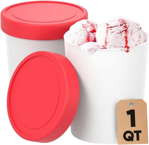 Starpack 'Freeze the Day' Ice Cream Storage Container for Freezer (2 Pcs) - 1 Quart Ice Cream Containers for Homemade Dessert - Reusable Frozen Tr...