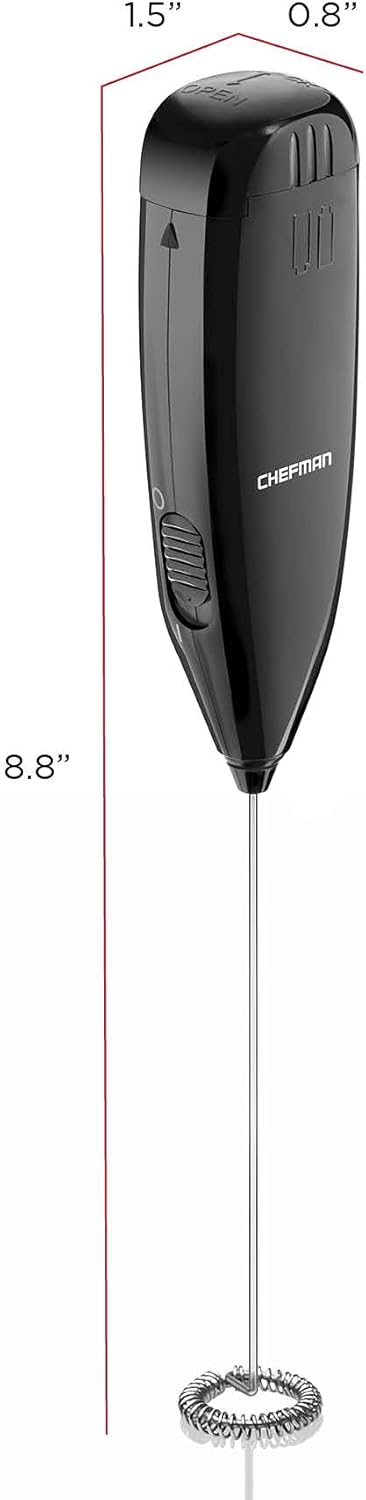 Chefman Handheld Electric Milk Frother Create Foam for Coffee, Cappuccinos, & Lattes, Mix Matcha & Protein Powder, Cordless & Compact, Stainless S...