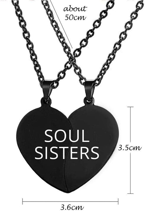 MJartoria BFF Necklace for 2-Split Heart Necklace Soul Sisters Pendant Best Friend Forever Friendship Necklace Set of 2 Valentines Day Gifts for H...