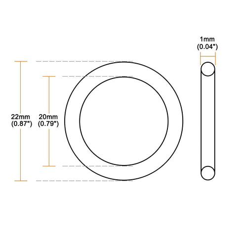 20pcs Nitrile Rubber O-Rings 22mm OD 20mm ID 1mm Width,Metric Nitrile Rubber Sealing Gasket for Automotive Machine Plumbing...