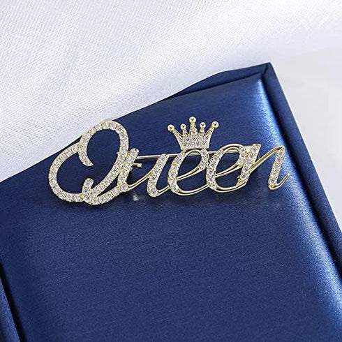 COLORFULBLING Queen Crown Brooch Pins for Women Girls Party Fashion Feminist Rhinestone Crystal Lapel Pin Accessories...