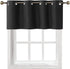Home Queen Grommet Blackout Curtain Valance Window Topper for Living Room, Short Cafe Valence, 54 W X 18 L Inch, Black...