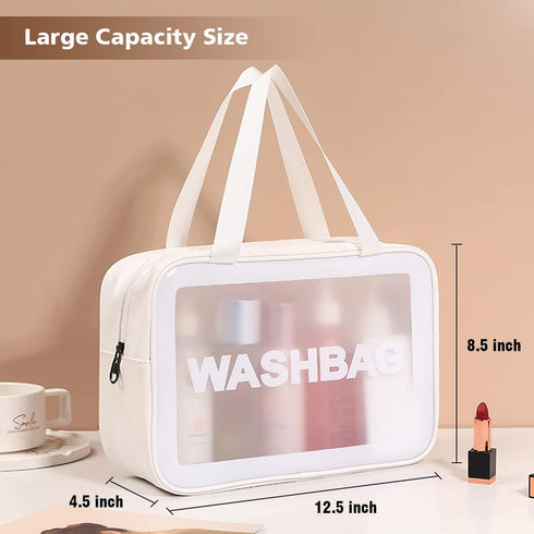 Travel Toiletry Bag for Women and Men, Matte Translucent Toiletry Bag with Handy Handle, Makeup Cosmetic Organizer Bag for Travel Toiletries Acces...