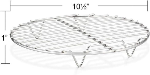 E-far 10½ Inch Round Cooling Cooking Racks, Stainless Steel Round Steaming Baking Rack Set of 2, Multi-Purpose for Canning Air Fryer Pressure Cook...