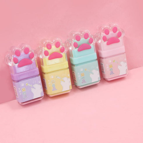 4Pcs Cat Paw Roller Erasers, Erasers for Kids, Colorful Eraser with Roller, Cute Cat Rubber, Kids Eraser with Shaving Roller Case for School Offic...
