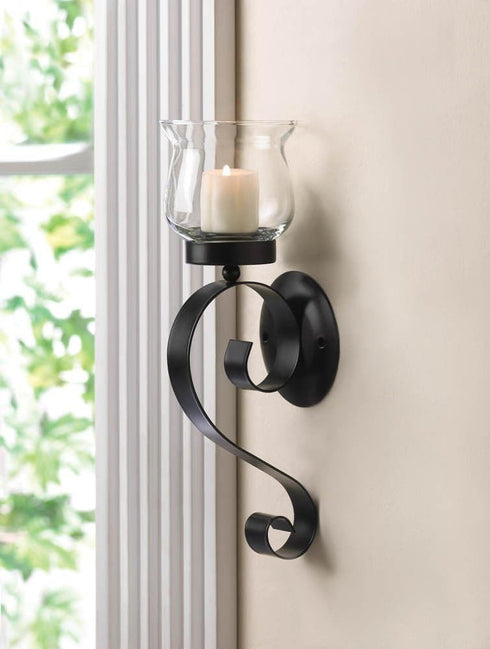 Smart Living Company Set of 2 Metal Scrolling W/Fluted Glass Candle Holder Wall Sconce New~10015371...
