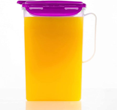 LocknLock Aqua Fridge Door Water Jug with Handle BPA Free Plastic Pitcher with Flip Top Lid Perfect for Making Teas and Juices, 2 Quarts, Purple...