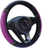 Bling Leather Steering Wheel Cover,15 Inch Soft Leather Car Wheel Cover with Colorful Crystal Diamond,Universal Non-Slip Auto Elastic Steering Whe...