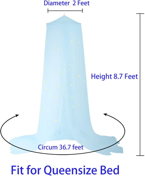 BCBYou Bed Canopy Mosquito Net with Fluorescent Stars Glow in Dark for Baby, Kids, and Adults, for Cover The Baby Crib, Kid Bed, Girls Bed Or Full...