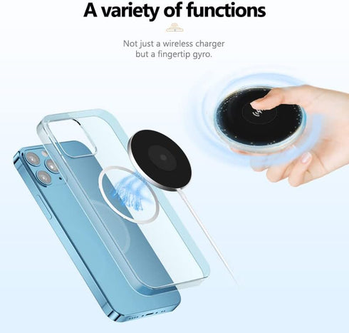 YUN CHUANG Magnetic Wireless Charger, Aluminum 15W Fast Charging Pad, Fingertip Gyroscope, Compatible with iPhone 15 14 13 12 11 10 Series, Samsun...