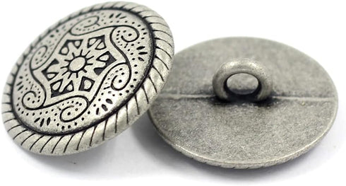 Bezelry 12 Pieces Celtic Mandala Metal Shank Buttons. 20mm(3/4 inch) (Antique Silver)...