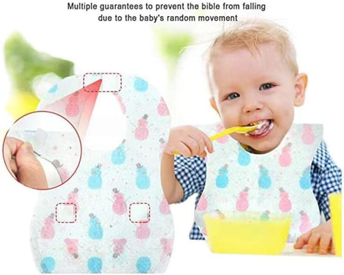 30 PCS Disposable Baby Bibs, Portable Infant Feeding Toddler Bibs, Adjustable Bibsters Bibs for Drool Leakproof, Breathable Bear Travel Baby Bibs ...