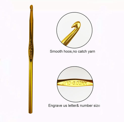 Weabetfu Aluminum Crochet Hook,Knitting Needles Crochet Needles for Knitting Craft Yarn,Crochet Hooks Size J,6.0mm-New...