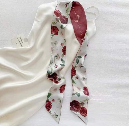 1Pc Rose Fashion Bag Handbag Handle Ribbon Scarf Polka Dot Printing Neckerchief Scarf Easy to Wear,Fashion Scarves,Scarves and Wraps...