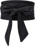 Women's Self Tie Wrap Around Obi Soft Wide Waist Band Cinch Boho Dress Belt (Black, Fit to waistline 26.7"- 35.4")...