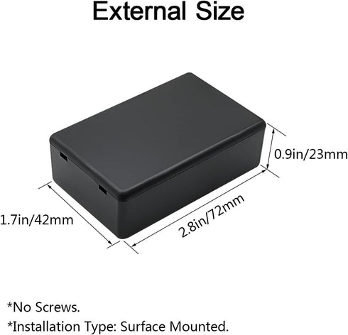 LeMotech Project Box 10 Pieces ABS Plastic Electrical Project Case Small Junction Box for Electronics Black 2.83 x 1.65 x 0.91 inch (72x 42x 23 mm...