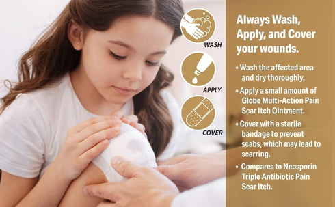 Globe (4 Pack) First Aid Antibiotic Scar Minimizing Pain-Relief, Anti-Itch Ointment with Neomycin, Bacitracin Zinc, Pramoxine HCl & Polymyxin B, f...