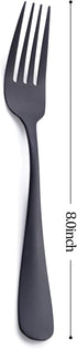 Matte Black Dinner Fork, GoGeiLi Stainless Steel Satin Finish 8.0-inch Silverware Flatware Fork Set, Service for 6, Dishwasher Safe...