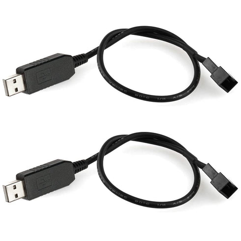 Pack of 2 Full Speed 12V Voltage Step-Up USB to 3-Pin and 4-Pin PC Fan Sleeved Power Adapter Cable...