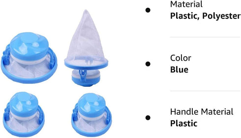 New Washing Machine Hair Filter Cleaning Mesh Bag Home Floating Catcher Pouch Laundry Lint Mesh Bag Cozy Bed Hurricane (Blue)...