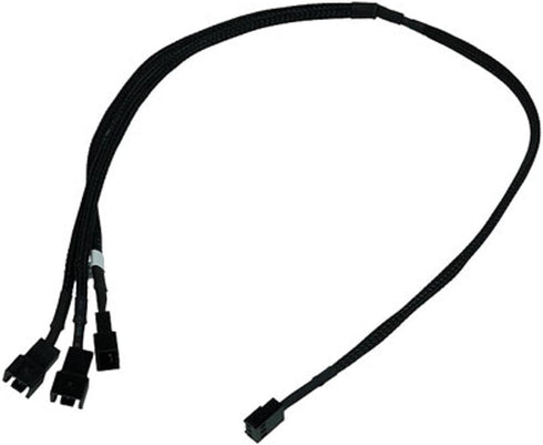 Phobya Premium 3-Pin x 3 Fan Cable Splitter (Power 3 Fans from One Connection Black Sleeving & Black Connectors...